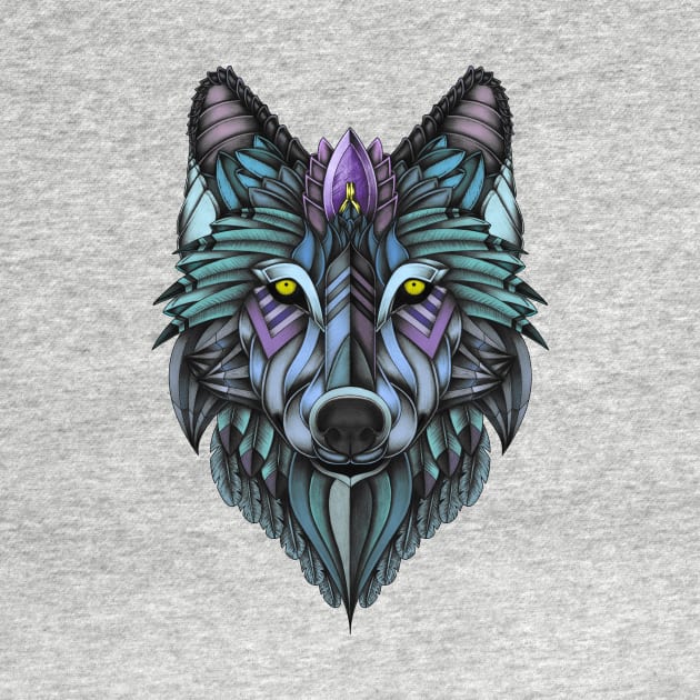 Ornate Wolf (colored) by Psydrian